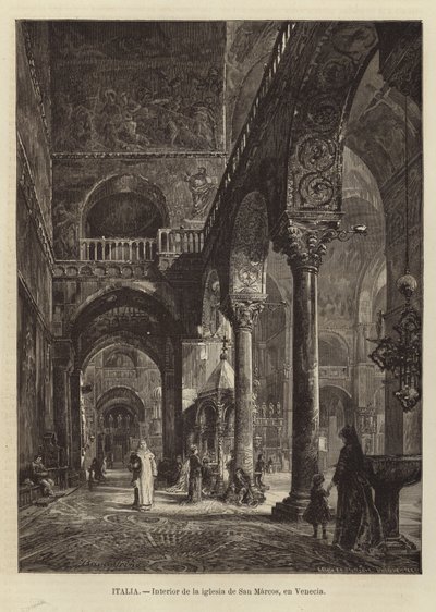 Innenraum der Markuskirche in Venedig von Gustave Bauernfeind